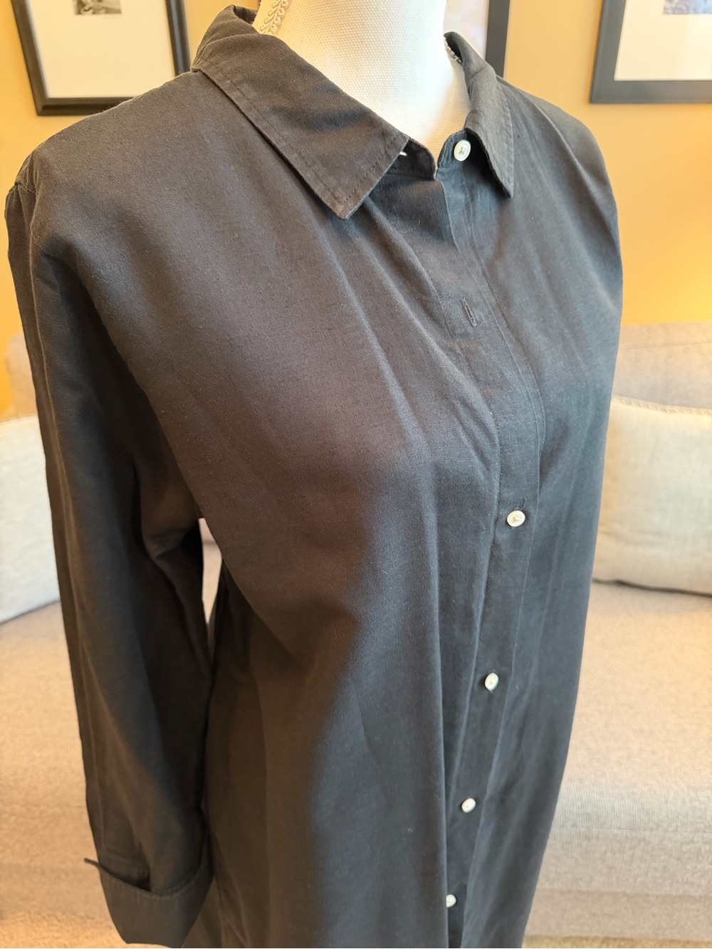J Crew Black Button-Front Shirt Dress - Picture 2 of 9